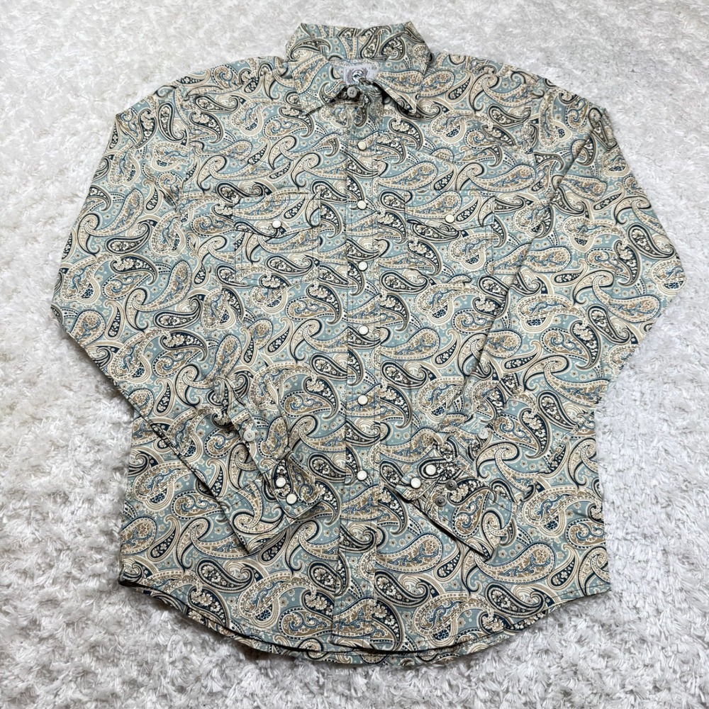 Cinch Shirt Boy's L 12 Western Shirt Pearl Snap Paisley Print Cowboy Rodeo Ranch